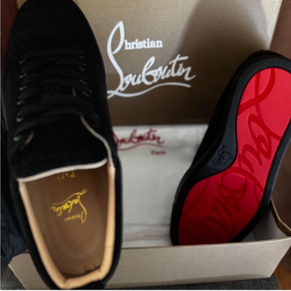 Christian Louboutin Black Sneakers with Signature Red Soles - Picture 3 of 4